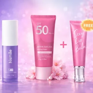 Hismile tooth paste+Japan Sakura sunscreen+free Se-xy pink lipbum